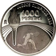Spain 1000 Pesetas Atlanta Olympics 1995 Proof KM# 952 JUEGOS OLIMPICOS 1996 1000 PESETAS coin reverse Spain 1000 Pesetas Atlanta Olympics 1995 Proof KM# 952 JUEGOS OLIMPICOS 1996 1000 PESETAS coin reverse