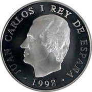 Spain 1000 Pesetas Constitution 1998 Proof KM# 1034 1998 JUAN CARLOS I REY DE ESPAÑA coin obverse Spain 1000 Pesetas Constitution 1998 Proof KM# 1034 1998 JUAN CARLOS I REY DE ESPAÑA coin obverse