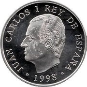 Spain 1000 Pesetas France FIFA World Cup 1998 Proof KM# 988 JUAN CARLOS I REY DE ESPAÑA 1998 coin obverse Spain 1000 Pesetas France FIFA World Cup 1998 Proof KM# 988 JUAN CARLOS I REY DE ESPAÑA 1998 coin obverse