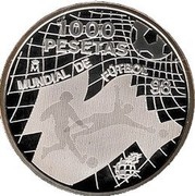 Spain 1000 Pesetas France FIFA World Cup 1998 Proof KM# 988 1000 PESETAS MUNDIAL DE FUTBOL 98 coin reverse Spain 1000 Pesetas France FIFA World Cup 1998 Proof KM# 988 1000 PESETAS MUNDIAL DE FUTBOL 98 coin reverse
