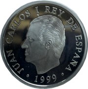 Spain 1000 Pesetas Olympics - Sydney 1999 Proof KM# 1009 JUAN CARLOS I REY DE ESPAÑA 1999 coin obverse Spain 1000 Pesetas Olympics - Sydney 1999 Proof KM# 1009 JUAN CARLOS I REY DE ESPAÑA 1999 coin obverse