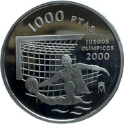 Spain 1000 Pesetas Olympics - Sydney 1999 Proof KM# 1009 1000 PTAS JUEGOS OLIMPICOS 2000 M coin reverse Spain 1000 Pesetas Olympics - Sydney 1999 Proof KM# 1009 1000 PTAS JUEGOS OLIMPICOS 2000 M coin reverse