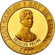 Spain 10000 Pesetas Gymnastics 1990 Proof. Uncirculated strikes have medallic die alignment and edges with reeded and plain sections; Proof strikes have coin die alignment and reeded edges KM# 872 JUAN CARLOS I REY DE ESPAÑA PRINCIPE FELIPE 1990 coin obverse Spain 10000 Pesetas Gymnastics 1990 Proof. Uncirculated strikes have medallic die alignment and edges with reeded and plain sections; Proof strikes have coin die alignment and reeded edges KM# 872 JUAN CARLOS I REY DE ESPAÑA PRINCIPE FELIPE 1990 coin obverse