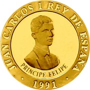 Spain 10000 Pesetas Taekwondo 1991 Proof. Uncirculated strikes have medallic die alignment and edges with reeded and plain sections; Proof strikes have coin die alignment and reeded edges KM# 895 JUAN CARLOS I REY DE ESPAÑA PRINCIPE FELIPE 1991 coin obverse Spain 10000 Pesetas Taekwondo 1991 Proof. Uncirculated strikes have medallic die alignment and edges with reeded and plain sections; Proof strikes have coin die alignment and reeded edges KM# 895 JUAN CARLOS I REY DE ESPAÑA PRINCIPE FELIPE 1991 coin obverse