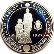 Spain 10000 Pesetas The King and the Queen 1997 Proof KM# 1027 JUAN CARLOS I REY DE ESPAÑA 1997 M coin obverse Spain 10000 Pesetas The King and the Queen 1997 Proof KM# 1027 JUAN CARLOS I REY DE ESPAÑA 1997 M coin obverse
