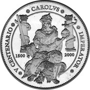 Spain 10000 Pesetas 500th Birthday of Charles I (2000) Proof KM# 1068 V CENTENARIO CAROLUS IMPERATOR 1500 2000 coin reverse Spain 10000 Pesetas 500th Birthday of Charles I (2000) Proof KM# 1068 V CENTENARIO CAROLUS IMPERATOR 1500 2000 coin reverse