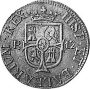 Spain 12 Dineros Fernando VII 1812 DEI GRAT C# L51 HISP ET BALEARIUM REX P 12 coin reverse Spain 12 Dineros Fernando VII 1812 DEI GRAT C# L51 HISP ET BALEARIUM REX P 12 coin reverse