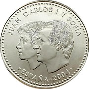 Spain 12 Euro Prince Felipe Royal Wedding 2004 (M) KM# 1096 ESPAÑA 2004 JUAN CARLOS I Y SOFÍA coin obverse Spain 12 Euro Prince Felipe Royal Wedding 2004 (M) KM# 1096 ESPAÑA 2004 JUAN CARLOS I Y SOFÍA coin obverse