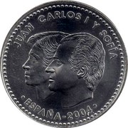 Spain 12 Euro Royal Wedding of Prince Philip and Letizia Ortiz 2004 M KM# 1069 JUAN CARLOS I Y SOFÍA ESPAÑA 2004 coin obverse Spain 12 Euro Royal Wedding of Prince Philip and Letizia Ortiz 2004 M KM# 1069 JUAN CARLOS I Y SOFÍA ESPAÑA 2004 coin obverse