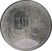 Spain 12 Euro 5th Centenary of the Death of Christopher Columbus 2006 (M) KM# 1113 M 12 EURO 1506 2006 CRISTÓBAL COLÓN coin reverse Spain 12 Euro 5th Centenary of the Death of Christopher Columbus 2006 (M) KM# 1113 M 12 EURO 1506 2006 CRISTÓBAL COLÓN coin reverse