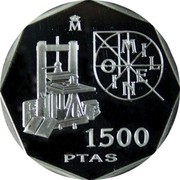 Spain 1500 Pesetas Printing 2000 Proof KM# 1035 1500 PTAS MILENIO coin reverse Spain 1500 Pesetas Printing 2000 Proof KM# 1035 1500 PTAS MILENIO coin reverse
