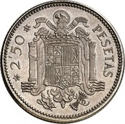 Spain 2.50 Pesetas Francisco Franco 1953 (56) Proof KM# 785 2.50 PESETAS UNA GRANDE LIBRE PLUS ULTRA coin reverse Spain 2.50 Pesetas Francisco Franco 1953 (56) Proof KM# 785 2.50 PESETAS UNA GRANDE LIBRE PLUS ULTRA coin reverse