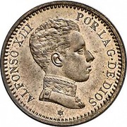 Spain 2 C Alfonso XIII 4th portrait 1904 (04) SM-V KM# 722 ALFONSO XIII POR LA G DE DIOS coin obverse Spain 2 C Alfonso XIII 4th portrait 1904 (04) SM-V KM# 722 ALFONSO XIII POR LA G DE DIOS coin obverse