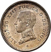 Spain 2 C Alfonso XIII 5th portrait 1911 (11) PC-V KM# 732 ALFONSO XIII POR LA G DE DIOS coin obverse Spain 2 C Alfonso XIII 5th portrait 1911 (11) PC-V KM# 732 ALFONSO XIII POR LA G DE DIOS coin obverse