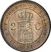 Spain 2 C Alfonso XIII 5th portrait 1911 (11) PC-V KM# 732 REY CONSTL DE ESPAÑA 2 C P C 1911 V coin reverse Spain 2 C Alfonso XIII 5th portrait 1911 (11) PC-V KM# 732 REY CONSTL DE ESPAÑA 2 C P C 1911 V coin reverse