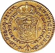 Spain 2 S Ferdinand VII 1809 S CN KM# 455 IN UTROQ FELIX AUSPICE DEO S CN 2 S coin reverse Spain 2 S Ferdinand VII 1809 S CN KM# 455 IN UTROQ FELIX AUSPICE DEO S CN 2 S coin reverse