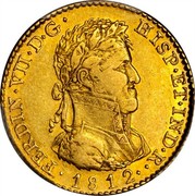 Spain 2 S Ferdinand VII 1812 IJ KM# 478 FERDIN VII D G HISP ET IND R 1812 coin obverse Spain 2 S Ferdinand VII 1812 IJ KM# 478 FERDIN VII D G HISP ET IND R 1812 coin obverse