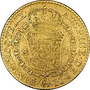 Spain 2 S Ferdinand VII 1813 IJ KM# 480 IN UTROQ FELIX AUSPICE DEO M I J 2 S coin reverse Spain 2 S Ferdinand VII 1813 IJ KM# 480 IN UTROQ FELIX AUSPICE DEO M I J 2 S coin reverse