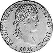 Spain 2 S Ferdinand VII 1827 S JB KM# 483.2 FERDIN VII D G HISP ET IND R 1827 coin obverse Spain 2 S Ferdinand VII 1827 S JB KM# 483.2 FERDIN VII D G HISP ET IND R 1827 coin obverse