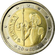 Spain 2 Euro Don Quixote 2005 Proof KM# 1063 ESPAÑA M 20 05 coin obverse Spain 2 Euro Don Quixote 2005 Proof KM# 1063 ESPAÑA M 20 05 coin obverse