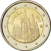 Spain 2 Euro Burgos Cathedral 2012 KM# 1254 ESPAÑA 2012 M coin obverse Spain 2 Euro Burgos Cathedral 2012 KM# 1254 ESPAÑA 2012 M coin obverse