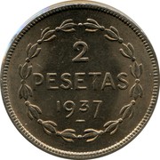 Spain 2 Pesetas Gobierno de Euzcadi 1937 KM# 2 2 PESETAS 1937 coin reverse