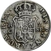 Spain 2 Reales Ferdinand VII 1811 SF KM# 474.2 HISPANIARUM REX R 2 C SF coin reverse Spain 2 Reales Ferdinand VII 1811 SF KM# 474.2 HISPANIARUM REX R 2 C SF coin reverse
