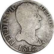 Spain 2 Reales 1812 SP KM# 474.1 Milled Real Coinage FERDIN VII DEI GRATIA 1813 coin obverse Spain 2 Reales 1812 SP KM# 474.1 Milled Real Coinage FERDIN VII DEI GRATIA 1813 coin obverse