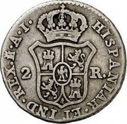 Spain 2 Reales Joseph Napolean 1811 AI KM# 550 HISPANIARUM ET IND REX M A I 2 R coin reverse Spain 2 Reales Joseph Napolean 1811 AI KM# 550 HISPANIARUM ET IND REX M A I 2 R coin reverse