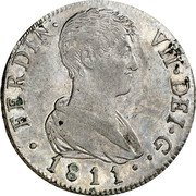 Spain 2 Reales (4 Reales de Vellon) 1811 GS KM# 474.4 Milled Real Coinage coin obverse Spain 2 Reales (4 Reales de Vellon) 1811 GS KM# 474.4 Milled Real Coinage coin obverse