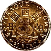 Spain 20 Euro Year of Spain in China 2007 Proof KM# 1133 VTRAQUE VNUM M 20 EURO M coin reverse Spain 20 Euro Year of Spain in China 2007 Proof KM# 1133 VTRAQUE VNUM M 20 EURO M coin reverse