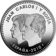 Spain 20 Euro FIFA World Cup 2010 Proof KM# 1183 JUAN CARLOS I Y SOFIA ESPANA 2010 coin obverse Spain 20 Euro FIFA World Cup 2010 Proof KM# 1183 JUAN CARLOS I Y SOFIA ESPANA 2010 coin obverse