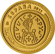 Spain 20 Euro Leovigild 2011 Proof KM# 1166 ESPAÑA 2011 M 20 EURO coin obverse Spain 20 Euro Leovigild 2011 Proof KM# 1166 ESPAÑA 2011 M 20 EURO coin obverse