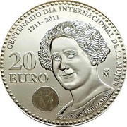 Spain 20 Euro 100th International Women's Day 2011 Proof KM# 1246 CENTENARIO DIA INTERNACIONAL DE LA MUJER 1911-2011 20 EURO M CLARA CAMPOAMOR coin reverse Spain 20 Euro 100th International Women's Day 2011 Proof KM# 1246 CENTENARIO DIA INTERNACIONAL DE LA MUJER 1911-2011 20 EURO M CLARA CAMPOAMOR coin reverse
