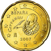 Spain 20 Euro Cent Cervantes 2007 (M) Proof KM# 1071 ESPAÑA CERVANTES M 2007 coin obverse Spain 20 Euro Cent Cervantes 2007 (M) Proof KM# 1071 ESPAÑA CERVANTES M 2007 coin obverse