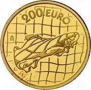 Spain 200 Euro FIFA World Cup 2002 (M) Proof KM# 1081 200 EURO M coin reverse Spain 200 Euro FIFA World Cup 2002 (M) Proof KM# 1081 200 EURO M coin reverse