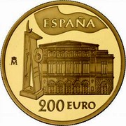 Spain 200 Euro 25th Anniversary of the Prince Asturias Awards 2005 (M) Proof KM# 1111 ESPAÑA M 200 EURO coin obverse
