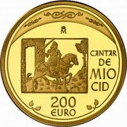 Spain 200 Euro The Song of My Cid 2007 Proof KM# 1139 M CANTAR DE MIO CID 200 EURO coin reverse
