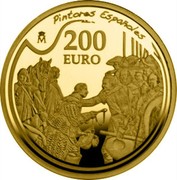 Spain 200 Euro Spanish Painters - Velazquez 2008 Proof KM# 1188 200 EURO M PINTORES ESPAÑOLES coin reverse Spain 200 Euro Spanish Painters - Velazquez 2008 Proof KM# 1188 200 EURO M PINTORES ESPAÑOLES coin reverse