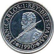 Spain 200 Pesetas Alonso de Ercilla 1990 Proof KM# 856 1990 JVAN CARLOS I REY DE ESPAÑA coin obverse Spain 200 Pesetas Alonso de Ercilla 1990 Proof KM# 856 1990 JVAN CARLOS I REY DE ESPAÑA coin obverse