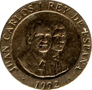 Spain 200 Pesetas Torch Bearers 1992 KM# 909 JUAN CARLOS I REY DE ESPAÑA 1992 coin obverse