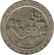 Spain 200 Pesetas Murillo and El Greco 1995 KM# 951 ESPAÑA 1995 200 PESETAS coin obverse Spain 200 Pesetas Murillo and El Greco 1995 KM# 951 ESPAÑA 1995 200 PESETAS coin obverse