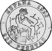 Spain 200 Pesetas Bayeu and Fortuny 1996 KM# 965 ESPANA 1996 200 PESETAS coin obverse Spain 200 Pesetas Bayeu and Fortuny 1996 KM# 965 ESPANA 1996 200 PESETAS coin obverse