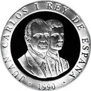 Spain 2000 Pesetas Basketball 1990 Proof. Uncirculated strikes have medallic die alignment and edges with reeded and plain sections; Proof strikes have coin die alignment and reeded edges KM# 866 JUAN CARLOS I REY DE ESPAÑA 1990 coin obverse Spain 2000 Pesetas Basketball 1990 Proof. Uncirculated strikes have medallic die alignment and edges with reeded and plain sections; Proof strikes have coin die alignment and reeded edges KM# 866 JUAN CARLOS I REY DE ESPAÑA 1990 coin obverse