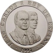 Spain 2000 Pesetas Bowling 1991 Proof. Medal rotation KM# 890 JUAN CARLOS I REY DE ESPAÑA 1991 coin obverse