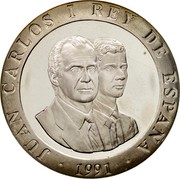 Spain 2000 Pesetas Equestrianism 1991 Proof. Medal rotation KM# 889 JUAN CARLOS I REY DE ESPAÑA 1991 coin obverse
