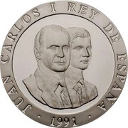 Spain 2000 Pesetas Olympic Symbols 1991 Proof KM# 887 JUAN CARLOS I REY DE ESPAÑA 1991 coin obverse Spain 2000 Pesetas Olympic Symbols 1991 Proof KM# 887 JUAN CARLOS I REY DE ESPAÑA 1991 coin obverse