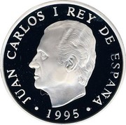 Spain 2000 Pesetas Capercaillie 1995 Proof KM# 953 JUAN CARLOS I REY DE ESPAÑA 1995 coin obverse
