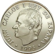 Spain 2000 Pesetas Presidency of the council of the European Union 1995 KM# 954 JUAN CARLOS I REY DE ESPAÑA 1995 coin obverse