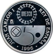 Spain 2000 Pesetas Abu Simbel 1996 Proof KM# 976 JUAN CARLOS I REY DE ESPAÑA M 1996 coin obverse